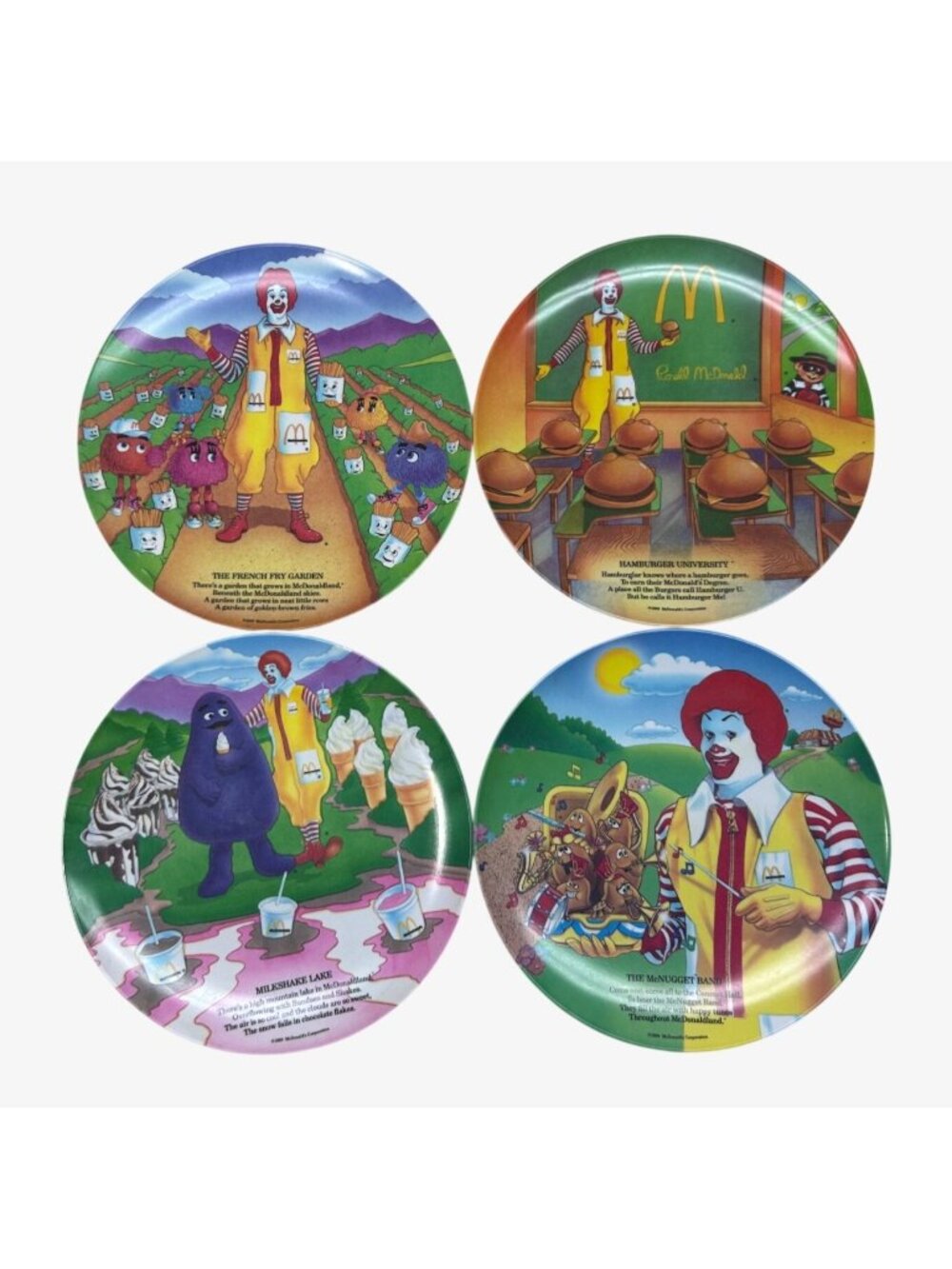Vintage 1989 McDonalds Collector Plates Set Of 4 Featuring Ronald McDonald & Fri